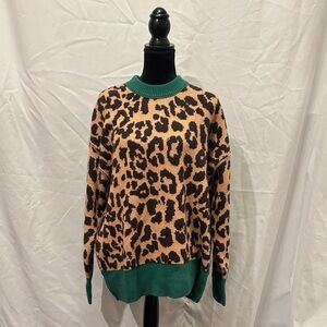NWT Aerie Animal Print Sweater with Green Accents